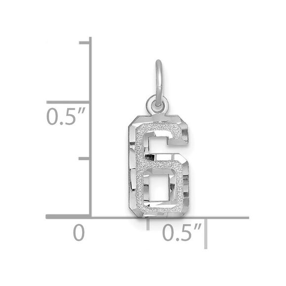 14k White Gold, Varsity Collection, Small D/C Pendant, Number 6 - Picture 4 of 5